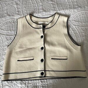 Oak & Fort Knit Vest Cropped Size Medium